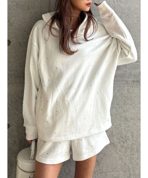 STONE  スウェットショートパンツ TINY】ラインストーンスウェットショートパンツ【SETUP着用可】[品番