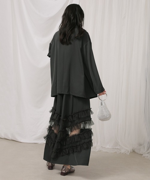 kana ドレス 裾フリルキャミワンピース オーバーサイズジャケット 2点  