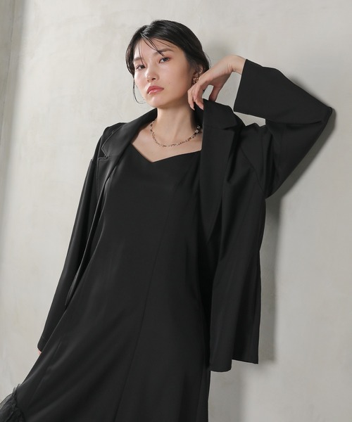 Kana ドレス 裾フリルキャミワンピース オーバーサイズジャケット 2点