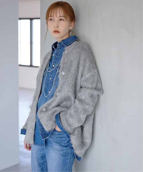 「SLOBE IENA」 ニットカーディガン 38 グレー レディース_画像7