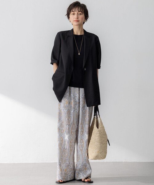Oggi6月号掲載/杏さん着用速乾性シアータンブラー ハーフスリーブ ジャケット 23区｜【Oggi6月号掲載/杏さん着用/速乾性/接触冷感】シアー