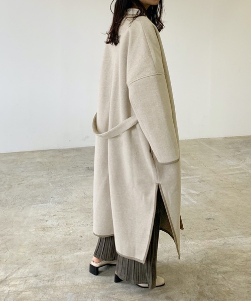 「LIAN」 ノーカラーコート FREE ブラウン レディース_画像9