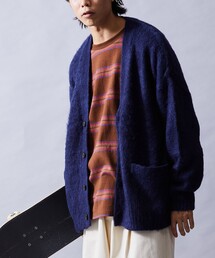 「FREAK'S STORE」 ニットカーディガン SMALL ブルー メンズの画像2