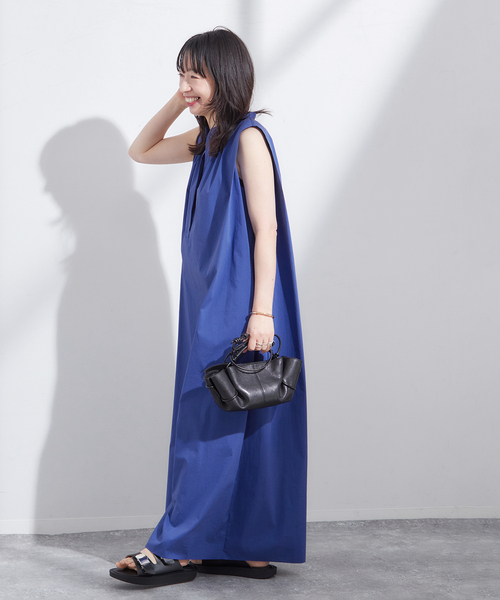 【2023SS】L'ESSAGE TCタイプライターノースリーブワンピース 紺 journal standard L'essage（ジャーナルスタンダードレサージュ