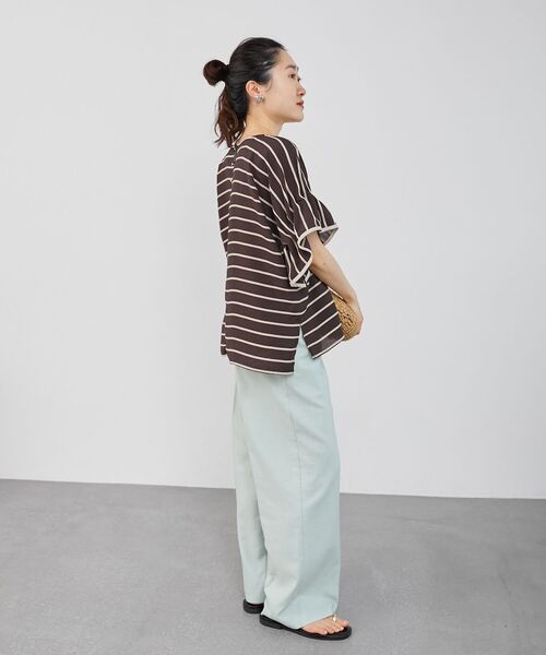 ブラウス シャツ 手洗い可 / ドットドビーギャザーブラウス レディース le.coeur blanc ブラウス シャツ 「手洗い可能」ドビーボーダー
