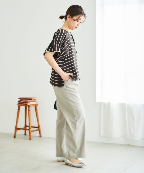 ブラウス シャツ 手洗い可 / ドットドビーギャザーブラウス レディース le.coeur blanc ブラウス シャツ 「手洗い可能」ドビーボーダー