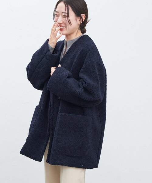 イエナ IENA ノーカラー ビーバーショートコート 紺 ネイビー 38 ウール IENA ノーカラー ビーバーショートコート ウール 紺 イエナ 38 - メルカリ