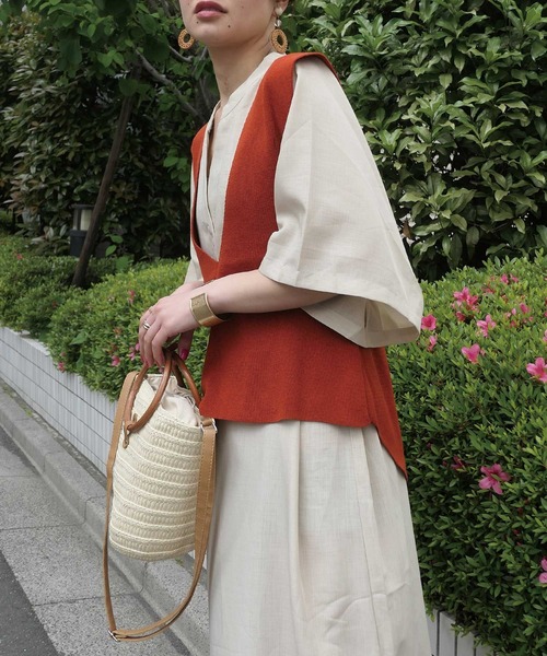 「CORNERS」 Vネックニット M グリーン レディース_画像2