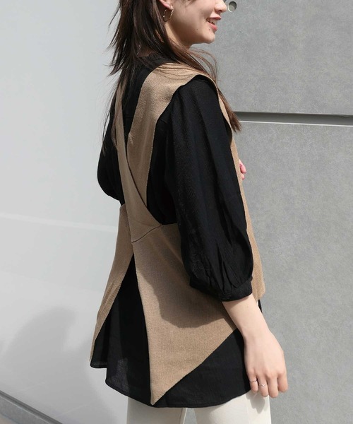 「CORNERS」 Vネックニット M グリーン レディース_画像5