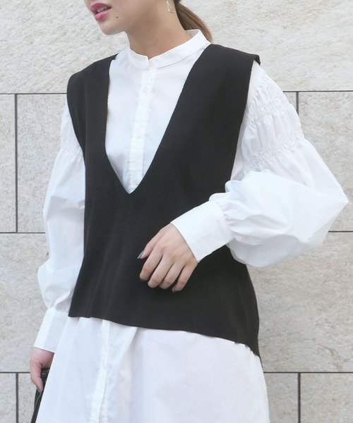 「CORNERS」 Vネックニット M グリーン レディース_画像7