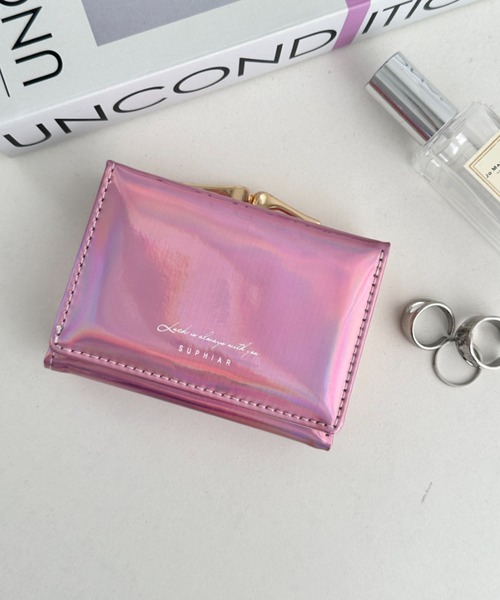 財布 「詳細動画付き」オーロラ ガーリー がま口三つ折り財布 ミニ