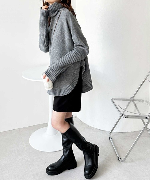 「GeeRA」 タートルネックニット MEDIUM チャコール レディース_画像3
