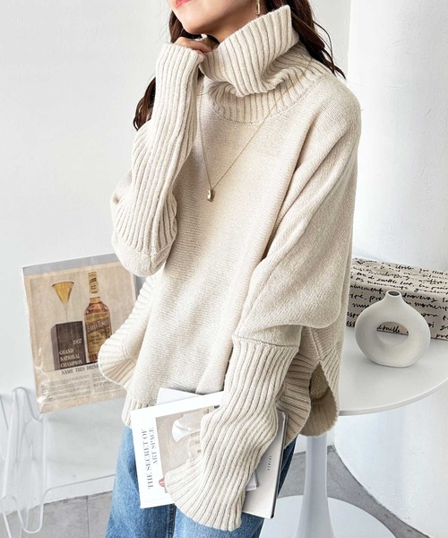 「GeeRA」 タートルネックニット MEDIUM チャコール レディース_画像4