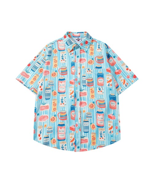 domestic vintage design shirts 総柄 レトロシャツ 総柄 オープンカラーシャツ レトロポップ柄（シャツ/ブラウス