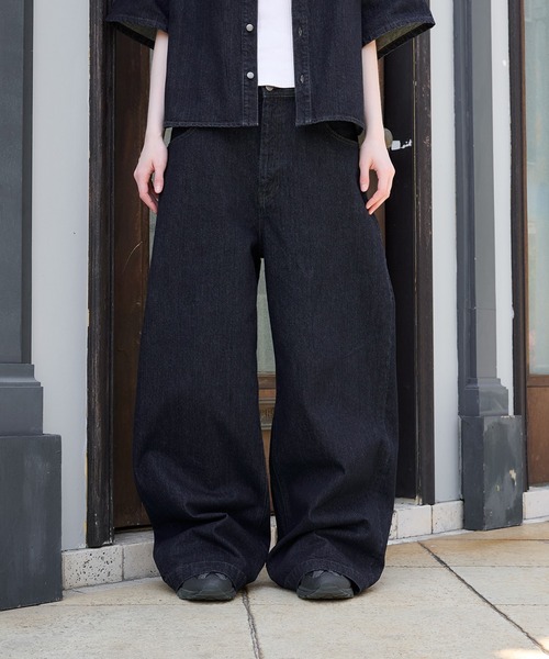 Regen Glanz ジーンズ wide baggy slub denim pants/ワイド