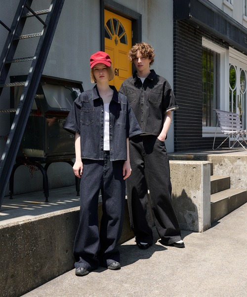 Regen Glanz ジーンズ wide baggy slub denim pants/ワイド