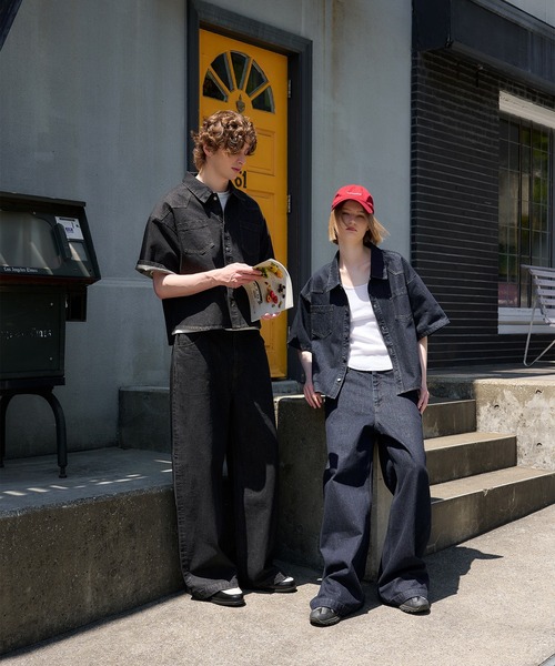 Regen Glanz ワイドバギーデニムパンツ ブラック sサイズ Regen Glanz ジーンズ wide baggy denim pants/ワイドバギー