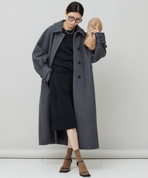 [Curensology] пальто с отложным воротником 36 темно-синий женский 