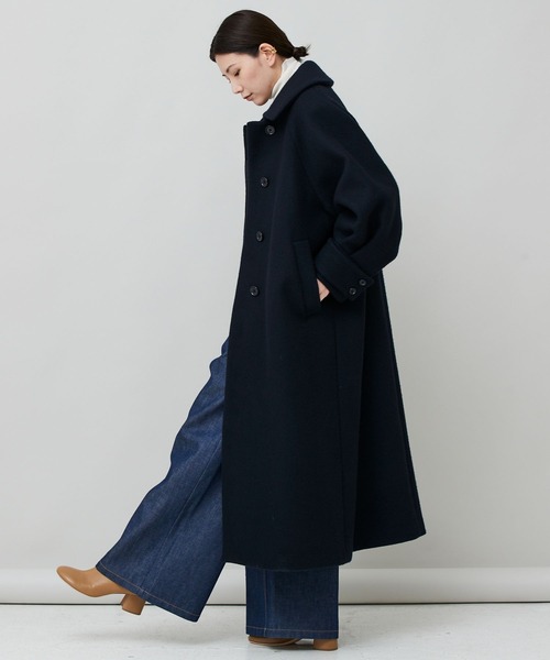 [Curensology] пальто с отложным воротником 36 темно-синий женский 