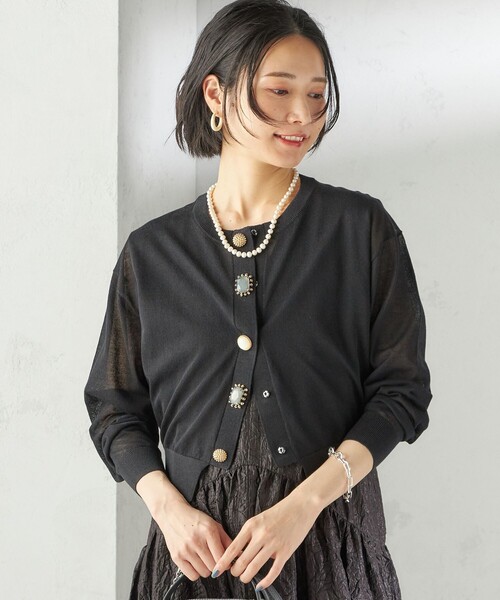 【新品タグ付】TORRAZZO DONNAシースルー ラメカーディガン グレー 優待価格[TORRAZZO DONNA]シャーリングシースルーカーディガン