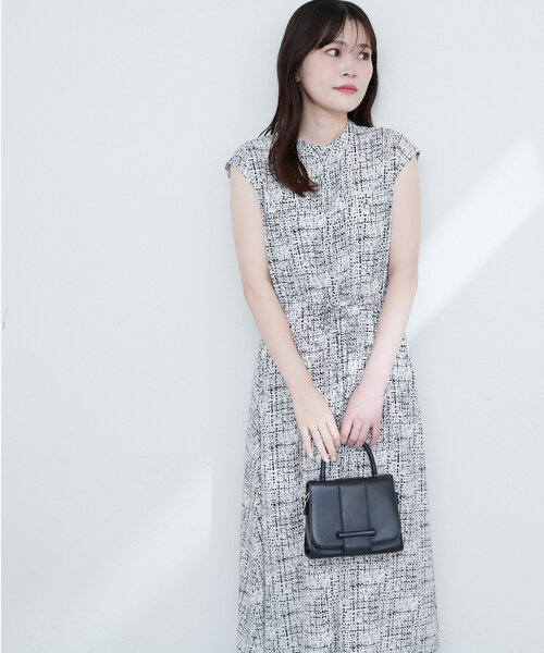 natural couture ワンピース フレンチスリーブウエストリボン