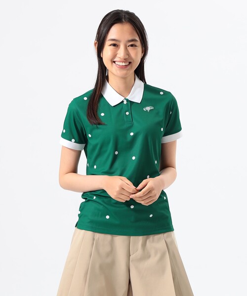 ポロシャツ ポロ 「WOMEN」ORANGE LABEL / ランダムドット クレリック ポロシャツ「DRY・UV・STRETCH」 レディース