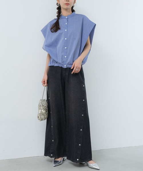 ブラウス シャツ 「refinedworks」旬顔！ドロストフレンチスリーブ 