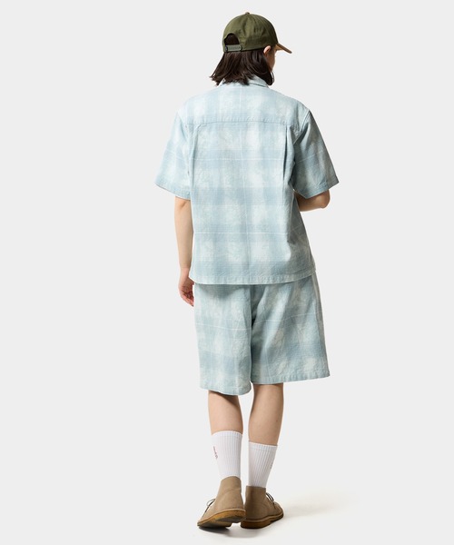 半袖ジップシャツ HUF シャツ TIE DYE PLAID ZIP SHIRT / 半袖 半袖シャツ ジップ