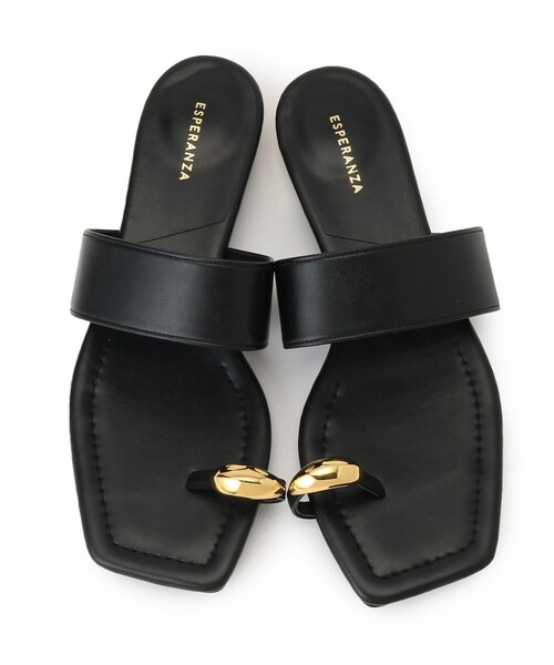   ロゴ付き フラット サンダル rienda サンダル RRロゴフラットサンダル レディース : ZOZOTOWN