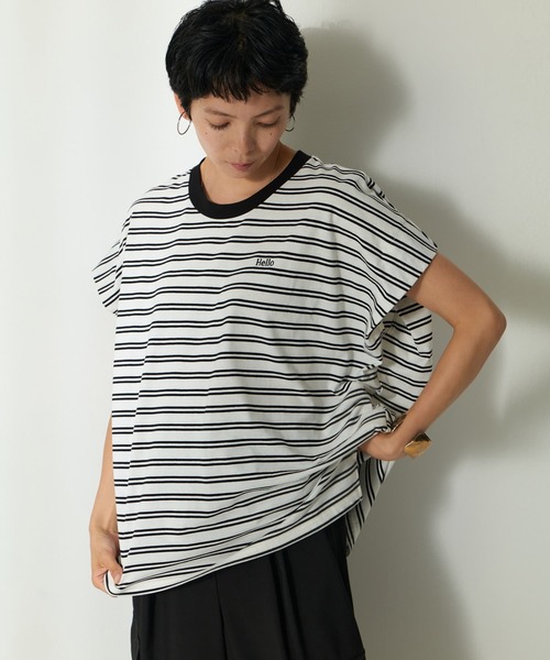 tシャツ HelloボーダーT レディース