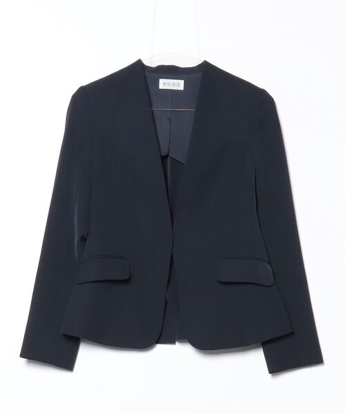 【極美品】PLSTプラステ ノーカラージャケット ウォッシャブル ネイビー XL PLST(プラステ)公式 | 2024年モデル プレミアムオックスカラー