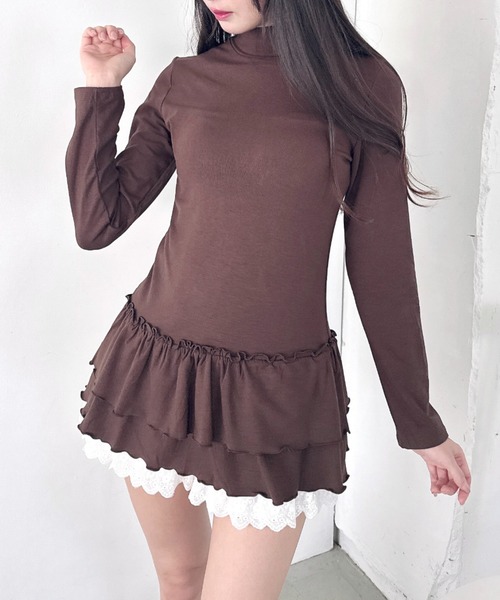フリルハイネックトップス♡ フリルハイネックT: トップス｜ハニーズ公式通販