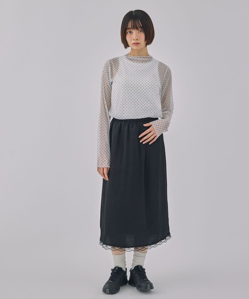 Unblend tシャツ 「Unblend」ドット柄シアー長袖トップス レディース