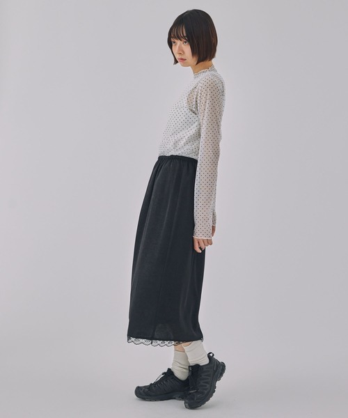 Unblend tシャツ 「Unblend」ドット柄シアー長袖トップス レディース 