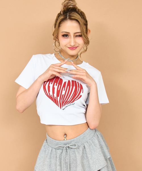 ANAP（アナップ） tシャツ 半袖 発泡 プリント ハート ロゴ タイト T 
