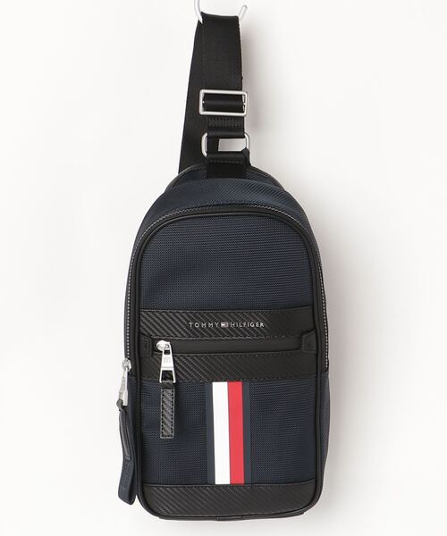 トミーヒルフィガー ショルダーポーチ【ネイビー】美品！ TOMMY HILFIGER トミーヒルフィガー ロゴ レザー 2WAY ハンド