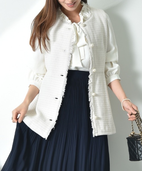 INTERPLANET（インタープラネット） コート アウター ツイードペプラム