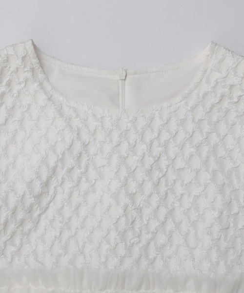 Fit more（フィットモア） ジャガード切替チュールトップス レディース 