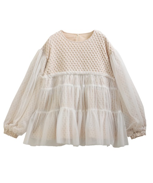 Fit more（フィットモア） ジャガード切替チュールトップス レディース 