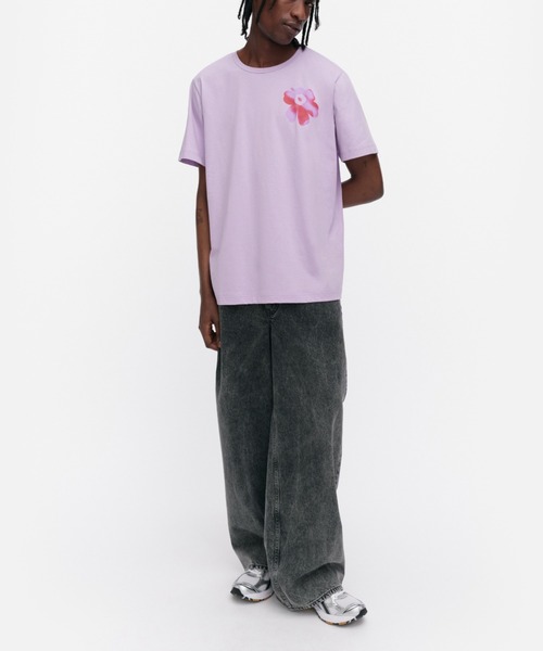 マリメッコ  シャツ トップス ウニッコ  グレー ライトピンク marimekko（マリメッコ） tシャツ 「kioski」 Vihne Uni / t-shirt
