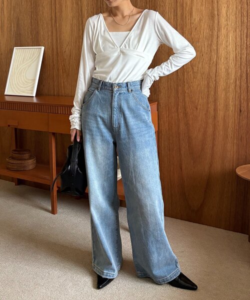 CAPRICIEUX LE'MAGE tシャツ 「WEB限定」深VネックロンT レディース