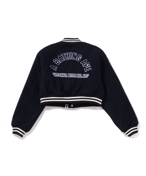 ミリタリージャケット モッズコート A BATHING APE CROPPED VARSITY JACKET レディースの画像