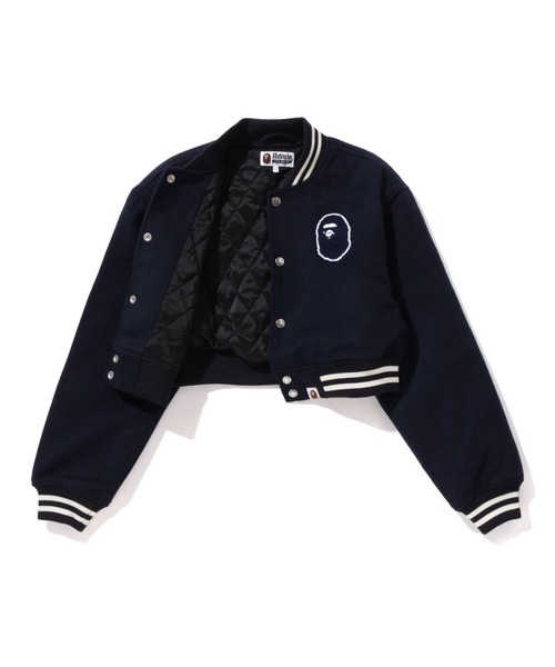 ミリタリージャケット モッズコート A BATHING APE CROPPED VARSITY JACKET レディースの画像
