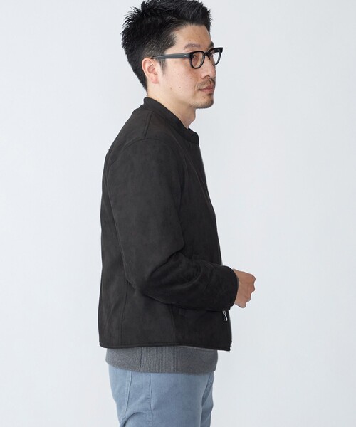 SHIPS 革ジャン ライダース SHIPS: ポリエステル フェイク スエード