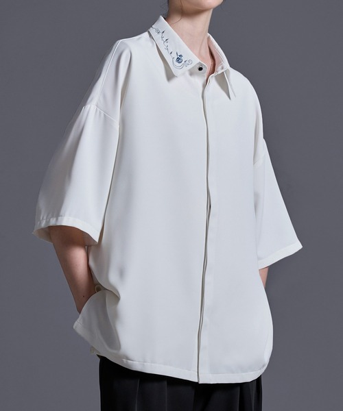 「Loose/ルース」 半袖シャツ L チャコールグレー メンズ_画像3