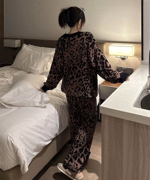 CANVAS+ カーディガン 「CANVAS＋」もふもふレオパード柄カーディガン