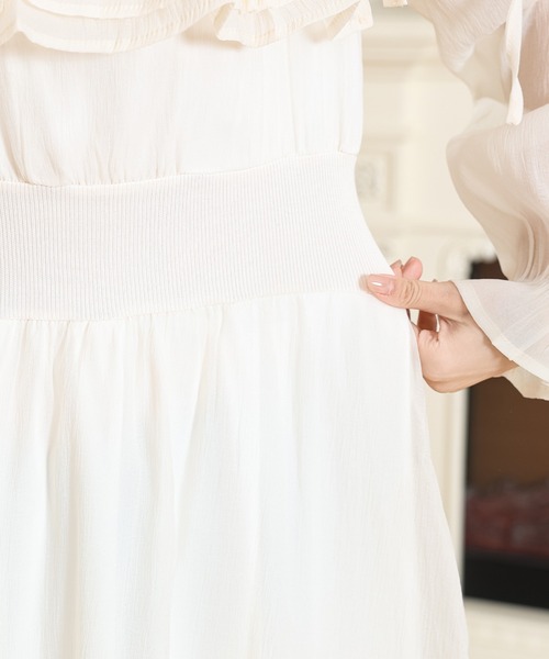 Anely ワンピース オフショル シフォン フリル ロング ワンピース