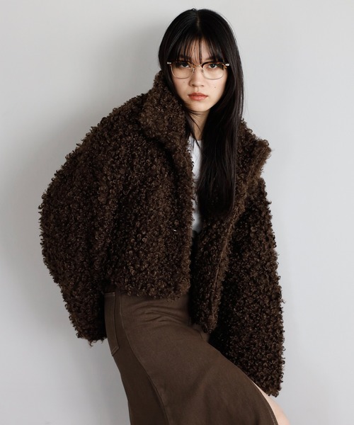 ENC コート アウター poodle boa 2way collar coat / プードルボア2WAY