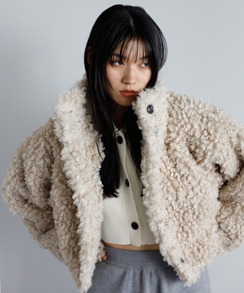 ENC コート アウター poodle boa 2way collar coat / プードルボア2WAY