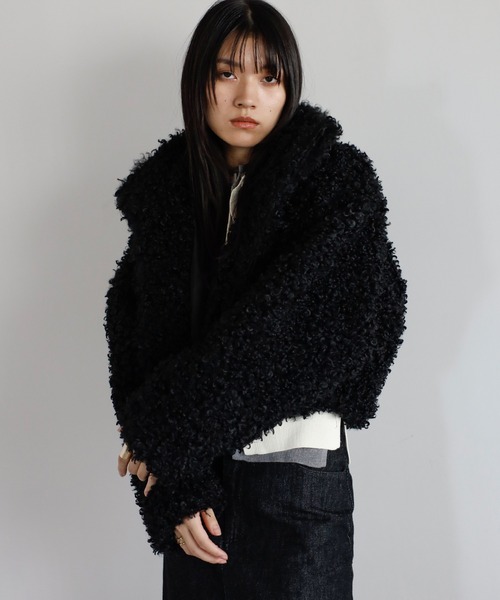 ENC コート アウター poodle boa 2way collar coat / プードルボア2WAY